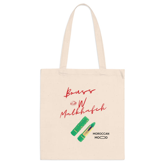 👜 Tote Bag en Coton Bouss w Matkhafch - Élégance & Praticité aux Couleurs du Maroc 🇲🇦