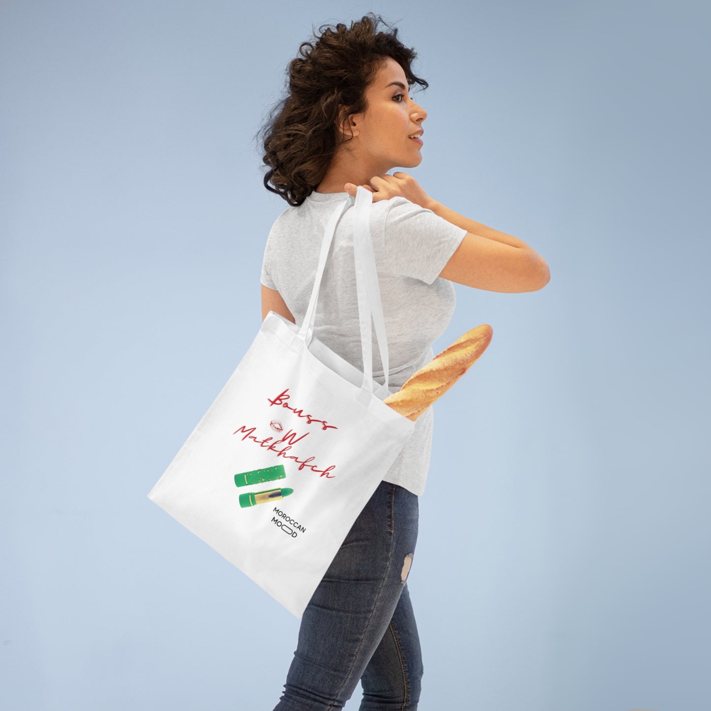 👜 Tote Bag en Coton Bouss w Matkhafch - Élégance & Praticité aux Couleurs du Maroc 🇲🇦